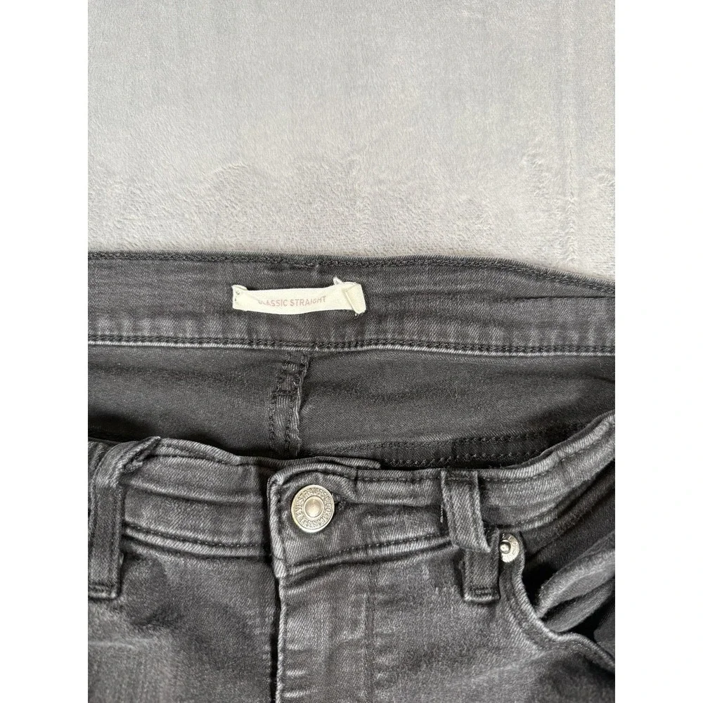 Levi's Men's W33 L28 Classic Straight Jeans Washed Black Dark Wash Denim